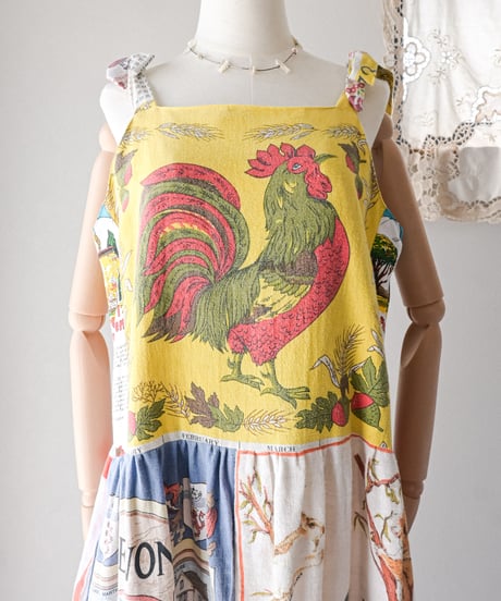 【curoam】Vintage Tea Towel Over Dress
