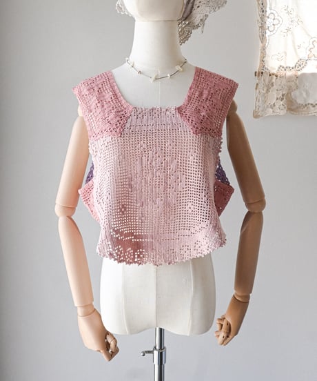 【Seek an nur】Vintage cotton crochet vest