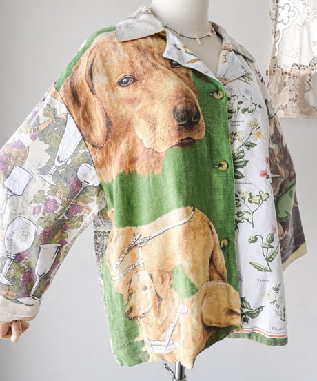 【curoam】Vintage Tea Towel Over Shirt