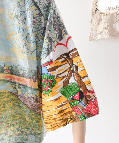 【curoam】Vintage Tea Towel Over Shirt