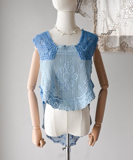 【Seek an nur】Vintage cotton crochet vest
