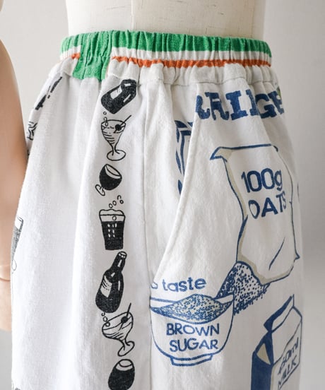 【curoam】Vintage Tea Towel Half Pants