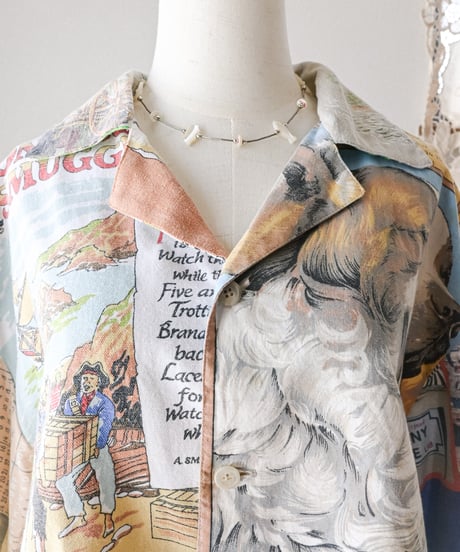 【curoam】Vintage Tea Towel Over Shirt