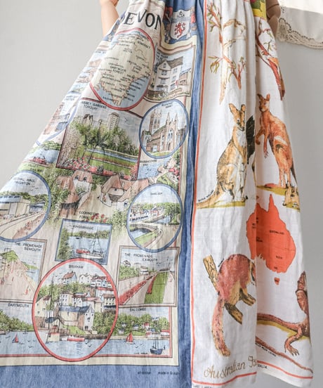 【curoam】Vintage Tea Towel Over Dress