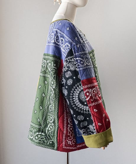 【curoam】Bandana Patchwork Quilted Jacket