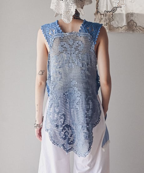 【Seek an nur】Vintage cotton crochet vest