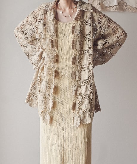 【Seek an nur】Vintage crochet over jacket