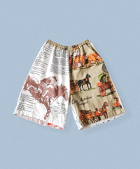 【curoam】Vintage Tea Towel Half Pants