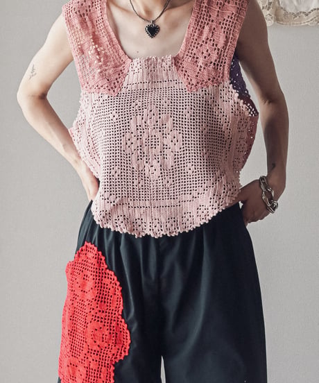 【Seek an nur】Vintage cotton crochet vest