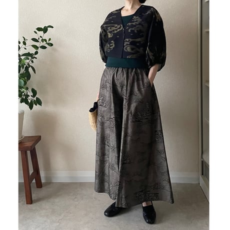 『里山・大島紬フレアパンツ』Oshima Tsumugi Flared Pants