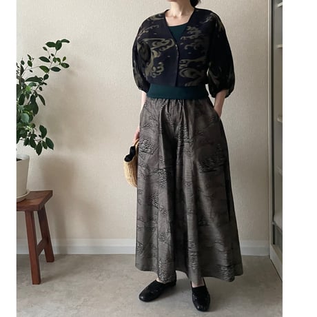 『里山・大島紬フレアパンツ』Oshima Tsumugi Flared Pants
