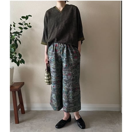 『素の妹：大島紬』wide pants-Oshima tsumugi