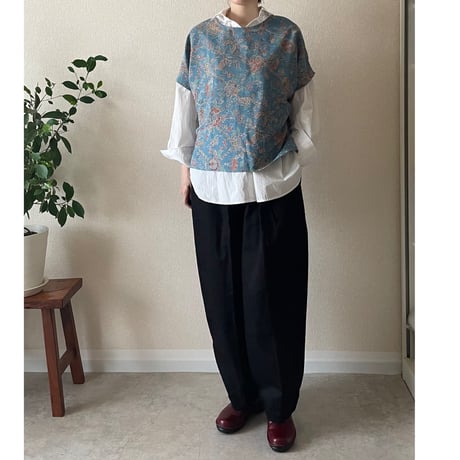裾柄・綿コクーンパンツ  Cocoon pants/Kimono-cloth hem lining
