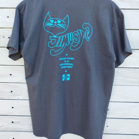 当店オリジナルTシャツ　事務所カレーキャット　チャコールグレー