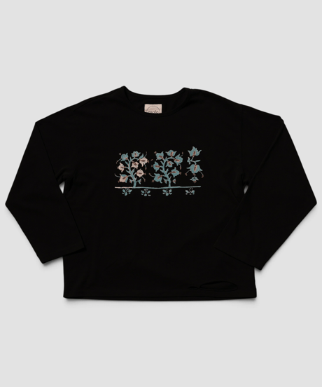 Vintage Bloom Long Sleeve Tee(Black)