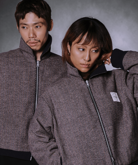 Two-Face Corduroy & Tweed Jacket(Navy/Brown)
