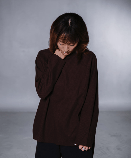 Two-Face Waffle Raglan Tee(Brown)