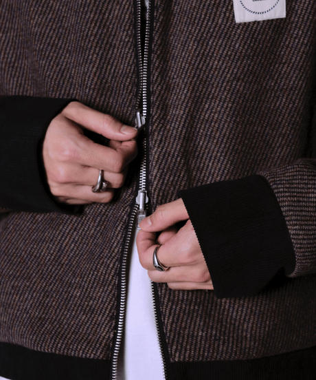 Two-Face Corduroy & Tweed Jacket(Navy/Brown)