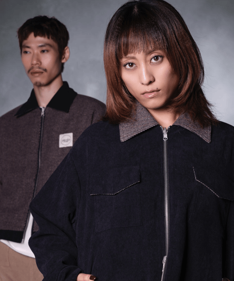 Two-Face Corduroy & Tweed Jacket(Navy/Brown)