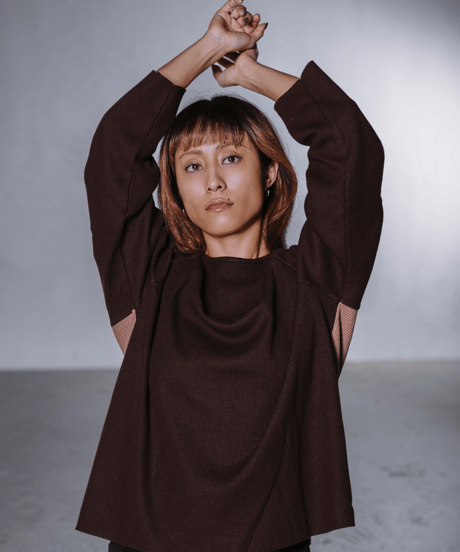 Two-Face Waffle Raglan Tee(Brown)