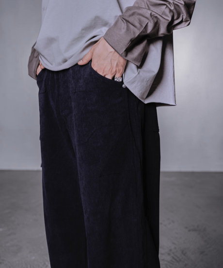 Wave Stitch Corduroy Pant(Navy)