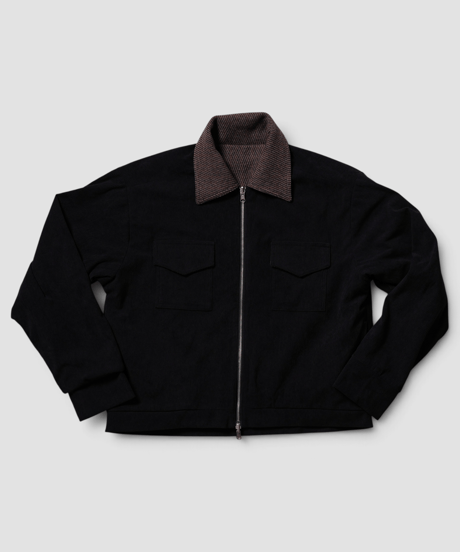 Two-Face Corduroy & Tweed Jacket(Navy/Brown)