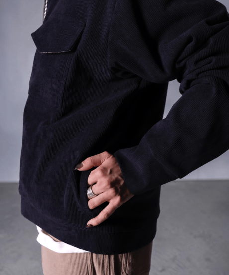 Two-Face Corduroy & Tweed Jacket(Navy/Brown)
