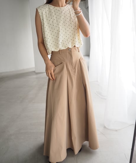 military flare skirt / beige