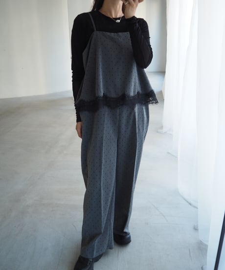 【即納】lace camisole dot all in one