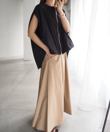 military flare skirt / beige