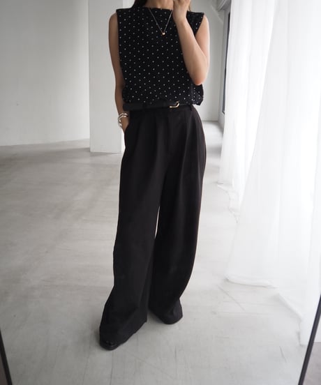 【即納】ponti tuck wide slacks / black