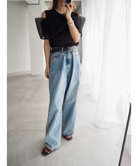 【即納】sheer ribbon design tops