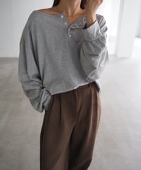 4wayヘンリーネックロンT/グレー