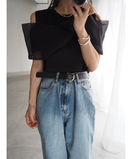 【即納】sheer ribbon design tops