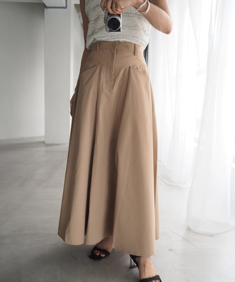 military flare skirt / beige