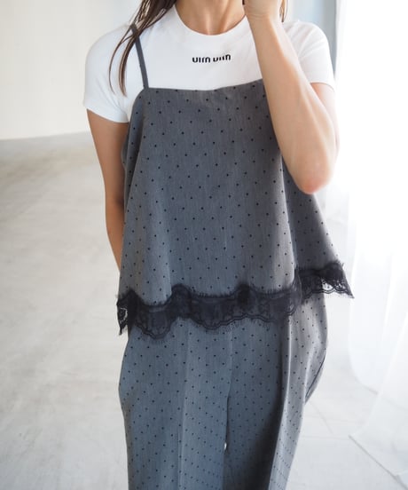 【即納】lace camisole dot all in one