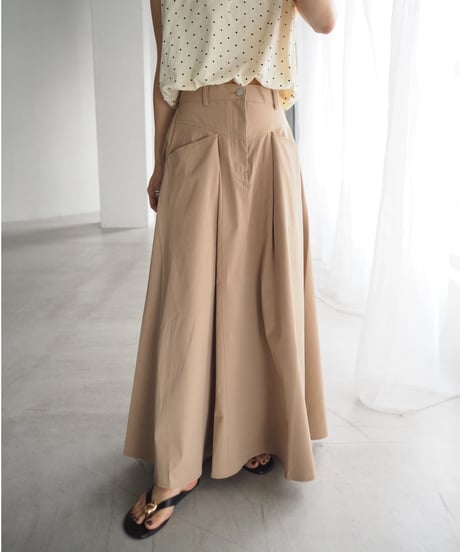 military flare skirt / beige
