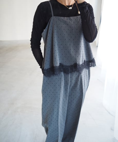 【即納】lace camisole dot all in one