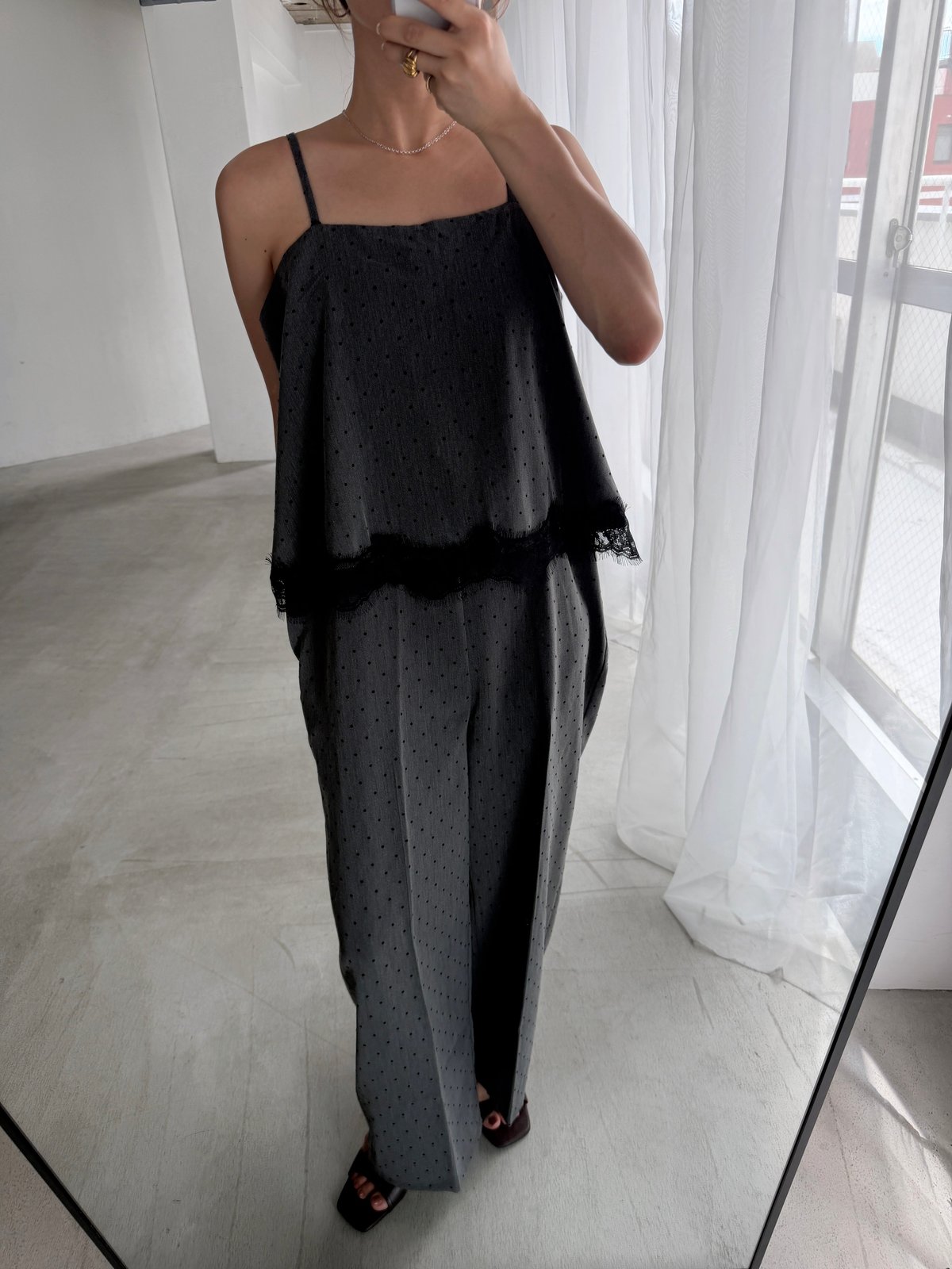 lace camisole dot all in one | herin