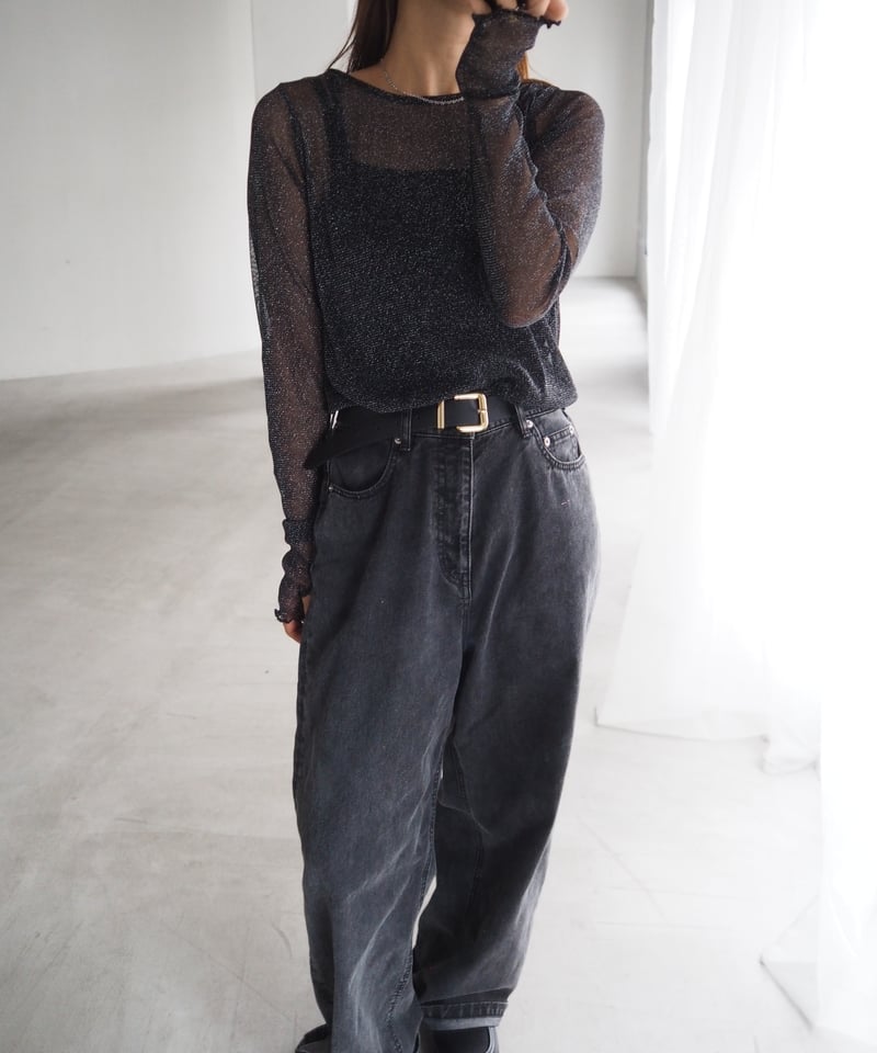 トップス lame lame sheer tops black | herin