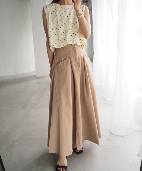 military flare skirt / beige