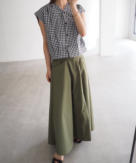 military flare skirt / khaki