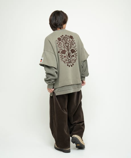 Hatsunex meets Meri Maeno Lost Herbarium フェイクレイヤードスウェット（オリーブ）
