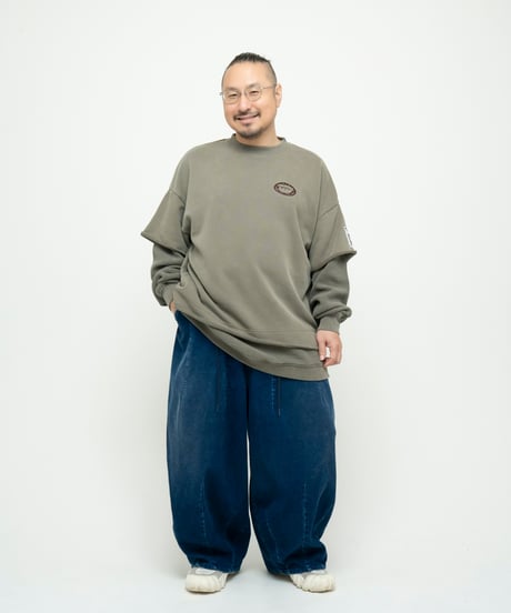 コーデュロイレクタングルパンツ（ブルーデニム）