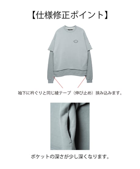 Hatsunex meets Meri Maeno Lost Herbarium フェイクレイヤードスウェット（アッシュブラック）