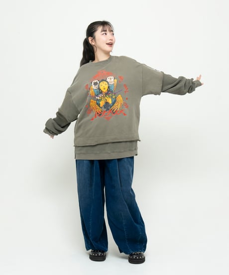 Hatsunex Goddess of Harvest フェイクレイヤードスウェット（オリーブ）