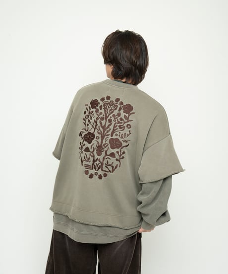 Hatsunex meets Meri Maeno Lost Herbarium フェイクレイヤードスウェット（オリーブ）