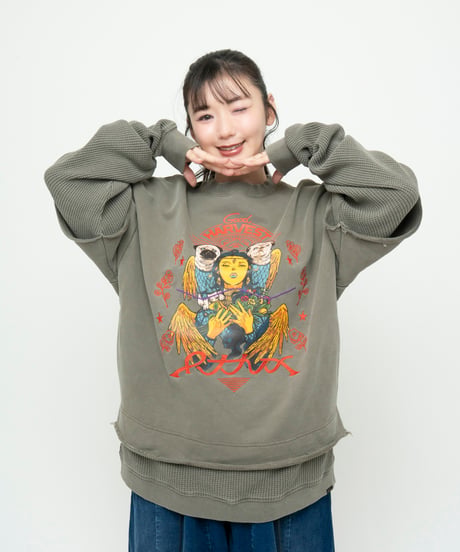 Hatsunex Goddess of Harvest フェイクレイヤードスウェット（オリーブ）