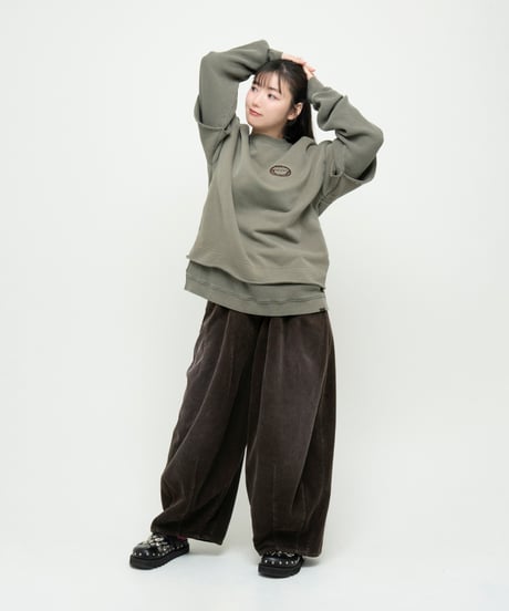 コーデュロイレクタングルパンツ（ココアブラウン）