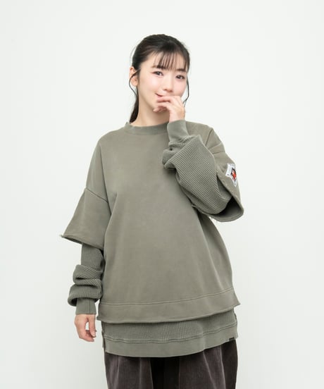 Hatsunex meets Meri Maeno Lost Herbarium フェイクレイヤードスウェット（オリーブ）